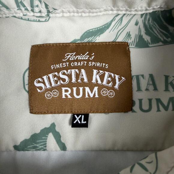 Siesta Key Rum Shirt Mens XL White Green Hawaiian Button Front Tropical Florida - Picture 4 of 9